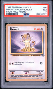 Meowth-Gold Border Fruit Roll Promo Pokemon Jungle Promo 56 NM PSA 7