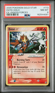 Entei-Holo Ex Unseen Forces Pokemon Ex Unseen Forces 113 NM PSA 8