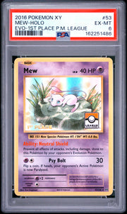 Mew-Holo Evo-1st Place P.M. League Pokemon Xy Evolutions 53 NM PSA 6