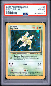 Scyther-Holo Base Ii Pokemon Game Base Ii 17 NM PSA 8