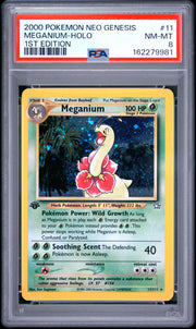 Meganium-Holo 1st Edition Pokemon Neo Genesis 1st Edition 11 NM PSA 8