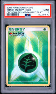 Grass Energy-Holo Crosshatch-Organized Play Pokemon League Play! Promo NM PSA 9