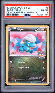 Bagon-Holo Drv-'13 Aut.Reg.Chmp-Stf. Pokemon Black & White Dragon Vault 6 NM PSA