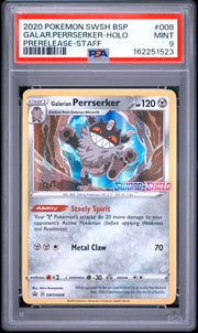 Galar.Perrserker-Holo Prerelease-Staff Pokemon Swsh Black Star Promo 008 NM PSA