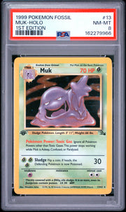 Muk-Holo 1st Edition Pokemon Fossil 13 NM PSA 8