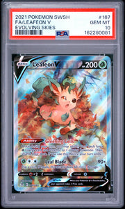 Fa/Leafeon V Evolving Skies Pokemon Sword & Shield Evolving Skies 167 NM PSA 10