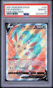 Fa/Leafeon V Evolving Skies Pokemon Sword & Shield Evolving Skies 166 NM PSA 10