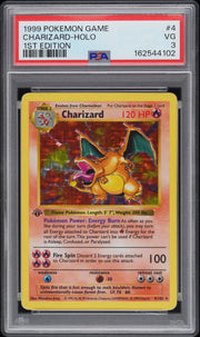 Charizard-Holo 1st Edition Pokemon Game 4 NM PSA 3