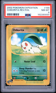 Chikorita-Rev.Foil Pokemon Expedition 100 NM PSA 8