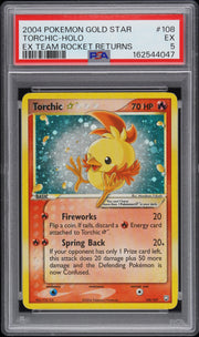 Torchic-Holo Ex Team Rocket Returns Pokemon Ex Team Rocket Returns 108 NM PSA 5